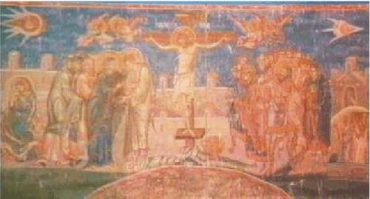 9a) Freska Ukrižovanie z roku 1350, Kosovo