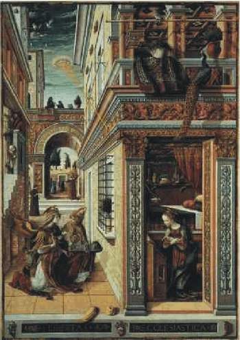13a) Na hlavu Márie žiari z disku kužeľ svetla (1486)