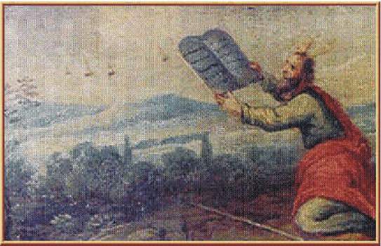 14) Objekty na nebi prihliadajú ako Mojžiš prijíma hlinené tabuľky
